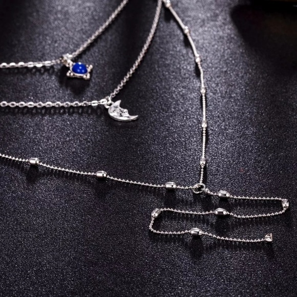 5 for $25 Three Layer Moon Charm Necklace - Picture 3 of 7